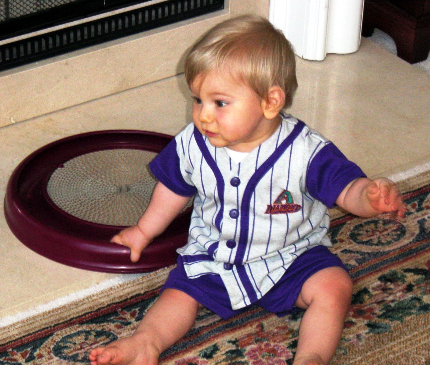 Sam in baseball uniform April 2001